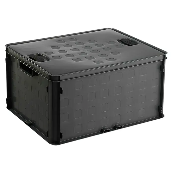 Sunware Deckel Square - L x B x H: 48 x 38 x 2 cm, Passend für: Sunware Aufbewahrungsbox Square, Kunststoff, Anthrazit - Ein dunkler, zusammenklappbarer Aufbewahrungskorb mit Deckel, ideal für die Organisation und Lagerung verschiedener Gegenstände im Haushalt.
