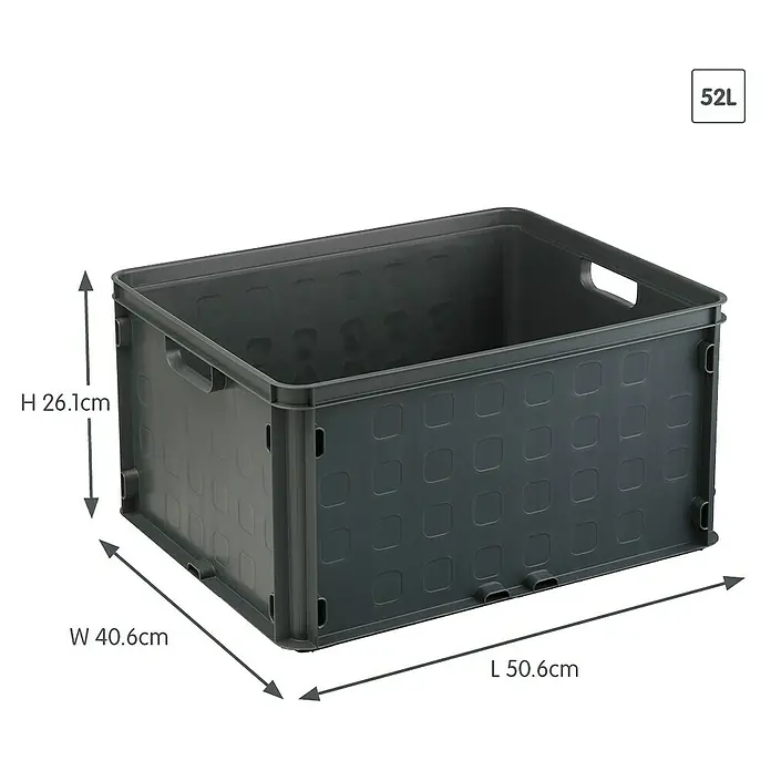 Sunware Aufbewahrungsbox Square - L x B x H: 50,6 x 40,6 x 26,1 cm, Kunststoff, Anthrazit, Geschlossen - Graue, rechteckige 52L Lagerkiste mit den Maßen Höhe 26,1cm, Breite 40,6cm und Länge 50,6cm zur Aufbewahrung von Gegenständen.