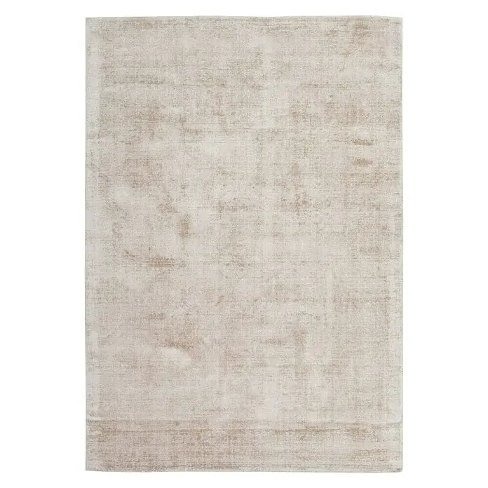 Kayoom Kurzflorteppich Luxury - Elfenbein/Taupe, 150 x 80 cm, 100 % Viskose - Ein beigefarbener Teppich mit einem subtilen, strukturierten Muster, ideal für eine gemütliche und stilvolle Raumgestaltung.