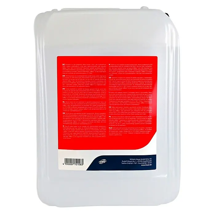Hoyer AdBlue10 l - AdBlue-Kanister der Firma Wilhelm Hoyer GmbH & Co. KG. Der Kanister enthält eine spezielle Harnstofflösung für Dieselmotoren.