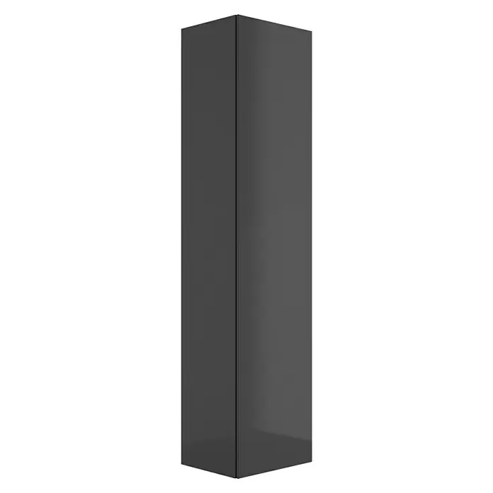 Camargue Espacio Hochschrank - 40 x 33 x 170 cm, Gama anthrazit glänzend - Aufnahme eines stilvollen, grauen Hochschranks mit schlichtem Design, ideal für moderne Einrichtungen, die Wert auf Minimalismus legen.