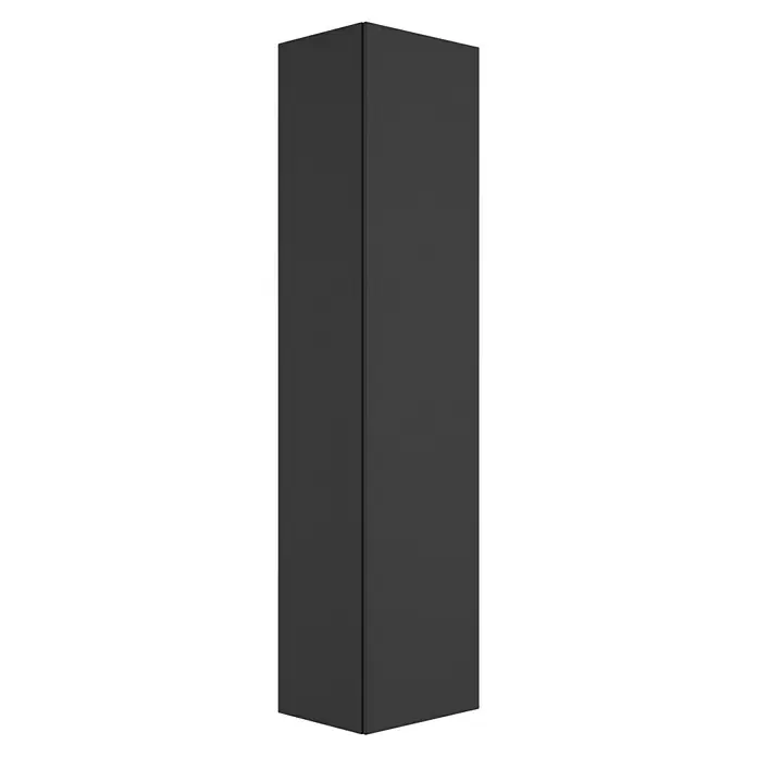 Camargue Espacio Hochschrank - 40 x 33 x 170 cm, Gama anthrazit matt - Ein schlanker, schwarzer Schrank mit einer glatten, matten Oberfläche, ideal für moderne Innenräume und zur Aufbewahrung.