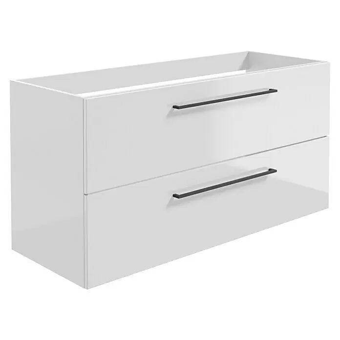 Camargue Espacio Waschtischunterschrank120 x 46 x 60 cm, Farbe Griff: Schwarz, 2 Siphonausschnitte, Mira