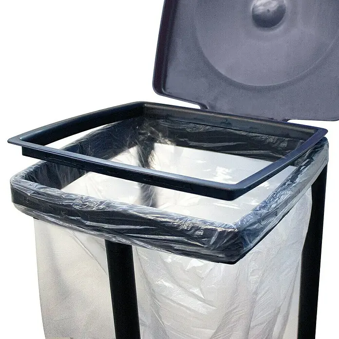 Sunware Müllsackständer Quadra - Passend für: Müllsäcke 120 l - Ein Müllständer mit offenem Deckel und einem Kunststoffeinsatz, der einen Müllsack hält. Ideal für Gastronomie und Außenbereich.