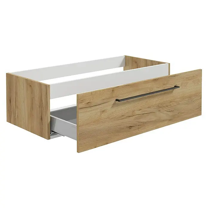 Camargue Espacio Waschtischunterschrank - 100 x 46 x 30 cm, Farbe Griff: Schwarz, Doce - Der offene Holzschubladenschrank bietet praktischen Stauraum. Das helle Holz und der dunkle Griff ergänzen das Design des Möbels.