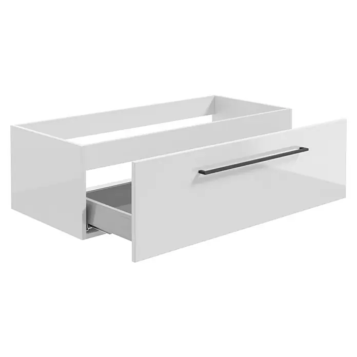 Camargue Espacio Waschtischunterschrank - 100 x 46 x 30 cm, Farbe Griff: Schwarz, Mira - Weißer Waschtischunterschrank mit Schublade und modernem Griff für Badezimmer. Praktisch und stilvoll.
