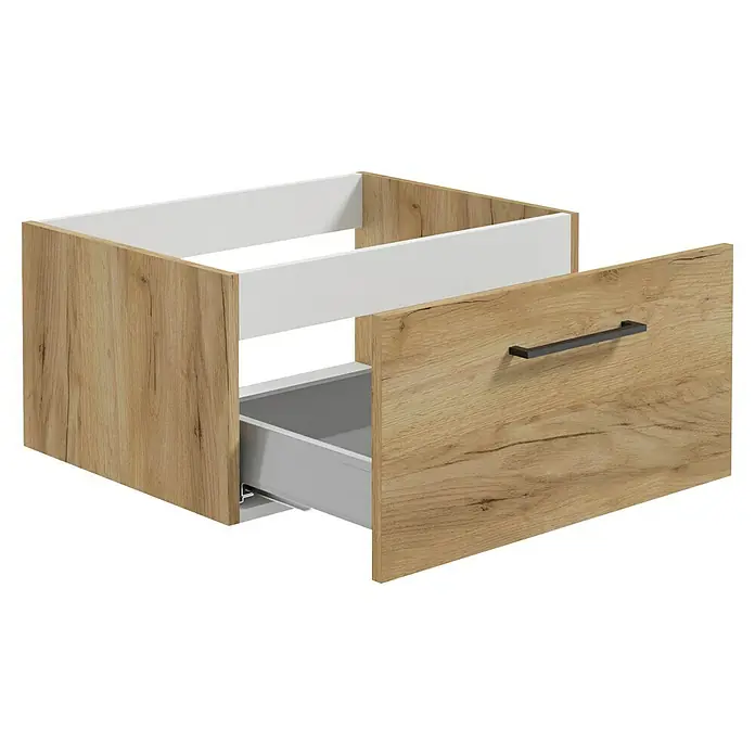 Camargue Espacio Waschtischunterschrank - 60 x 46 x 30 cm, Farbe Griff: Schwarz, Doce - Ein moderner Holzschubladenschrank mit einem eleganten Griff, ideal für stilvolle Aufbewahrungslösungen.