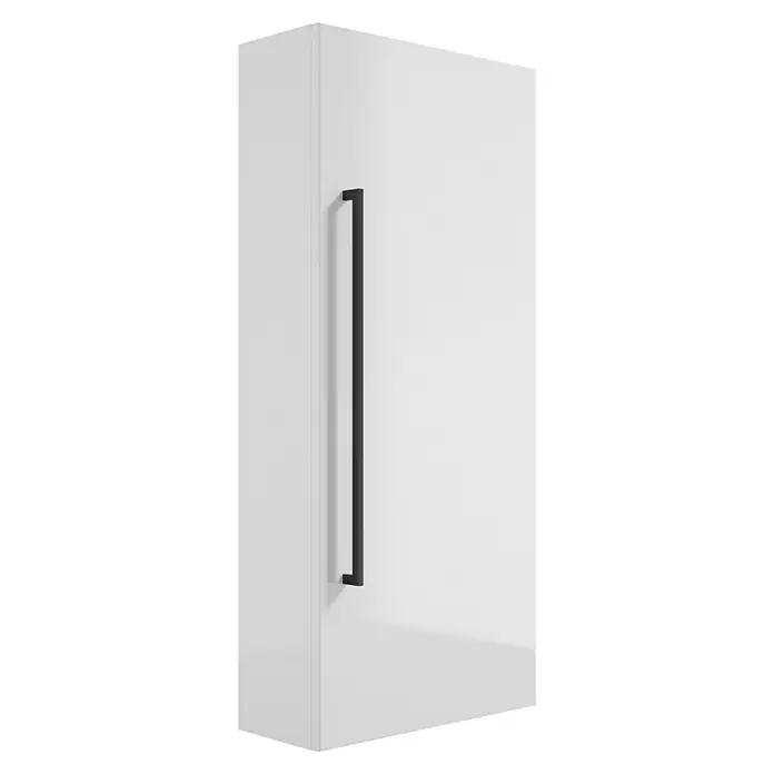 Camargue Espacio Hängeschrank - 40 x 17 x 90 cm, Farbe Griff: Schwarz, Mira - Ein weißer Schrank mit einem langen, schwarzen Griff. Der Schrank ist modern und minimalistisch gestaltet und bietet Stauraum.