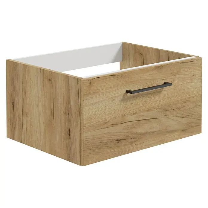 Camargue Espacio Waschtischunterschrank - 60 x 46 x 30 cm, Farbe Griff: Schwarz, Doce - Der Unterschrank in Holzoptik mit schlichtem, dunklen Griff bietet Stauraum und modernes Design für jedes Badezimmer. Ideal für Ordnung.