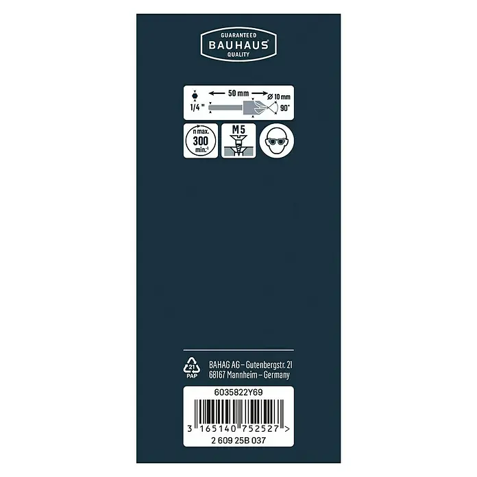 Craftomat Avellanador cónico - Tamaño de accionamiento: Hexágono ¼'', Diámetro: 10 mm - Información del producto: Calidad Bauhaus garantizada, longitud de 50 mm, diámetro de 10 mm, ángulo de 90°, máx. 300 rpm, tamaño de tornillo M5.