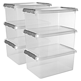 Sunware Set de cajas de almacenaje Comfort Line (L x An x Al: 40 x 30 x 18 cm, Plástico, Transparente, 6 ud.)