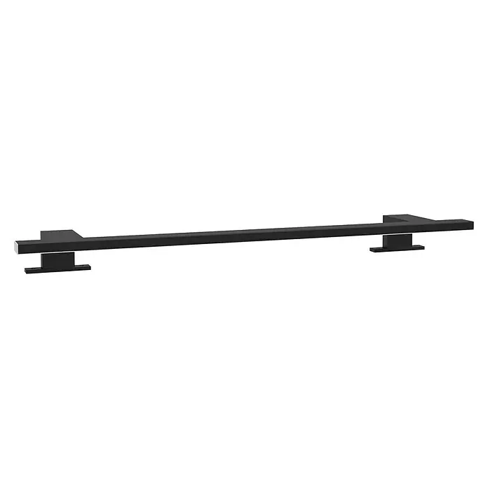 Camargue Espacio LED-Aufsatzleuchte Lisa - 10 W, Schwarz - Eine elegante, schwarze, rechteckige Reling mit silbernen Akzenten, ideal für moderne Küchen und Bäder. Der Griff besticht durch sein minimalistisches Design.