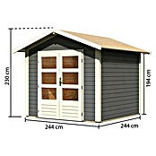 Karibu Gartenhaus Talkau 4 (274 x 270 cm, Wandstärke: 28 mm, Satteldach, Grau)
