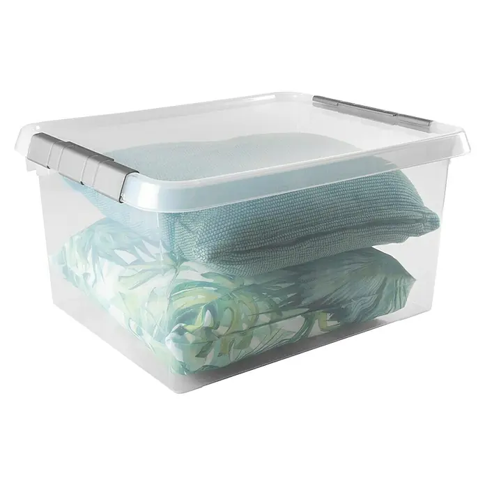 Sunware Aufbewahrungsbox-Set Comfort Line - L x B x H: 50 x 40 x 26 cm, Kunststoff, Transparent, 6 Stk. - Transparente Aufbewahrungsbox mit Deckel und zwei Kissen darin, ideal zur Aufbewahrung von Textilien und anderen Gegenständen.