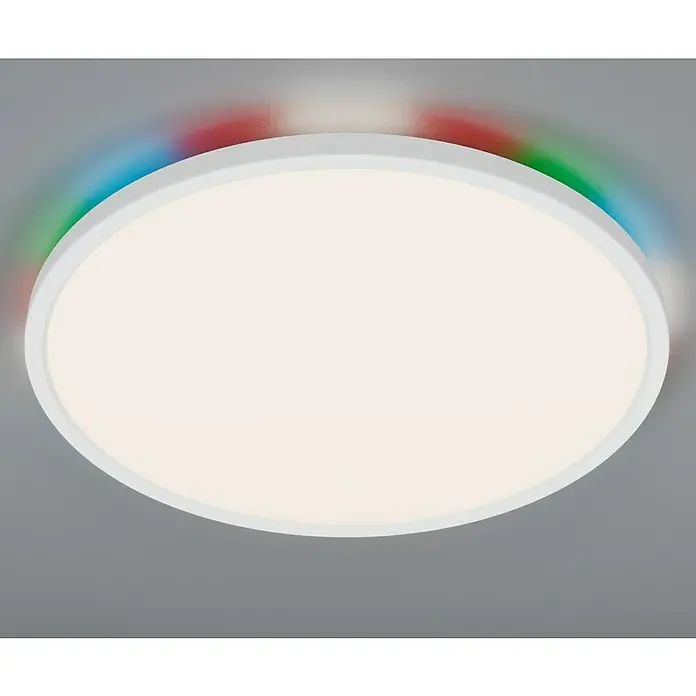 Brilliant LED-Deckenleuchte rund Tanida - 20 W, Ø x H: 29,5 x 2,5 cm, Weiß, Kaltweiß - Eine runde Deckenleuchte mit weißem Rahmen und hellem Licht, die für eine angenehme Atmosphäre sorgt. Ideal für moderne Wohnräume.