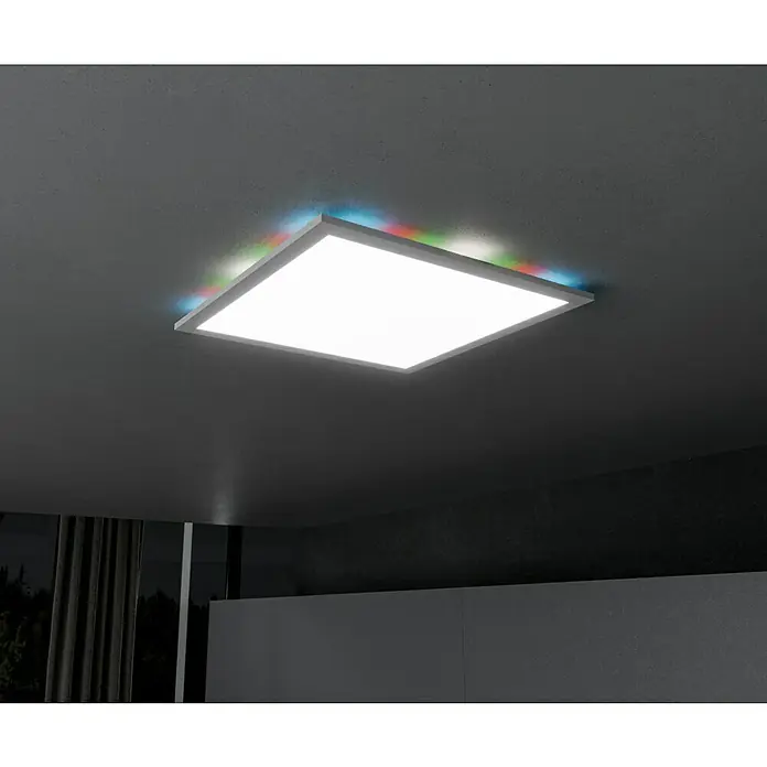 Brilliant LED-Deckenleuchte Tanida eckig - 22 W, L x B x H: 42 x 42 x 2,6 cm, Weiß, Kaltweiß - Quadratische LED-Deckenleuchte mit RGB-Hintergrundbeleuchtung für stimmungsvolles Licht im Raum. Moderne Beleuchtungslösung für Ihr Zuhause.
