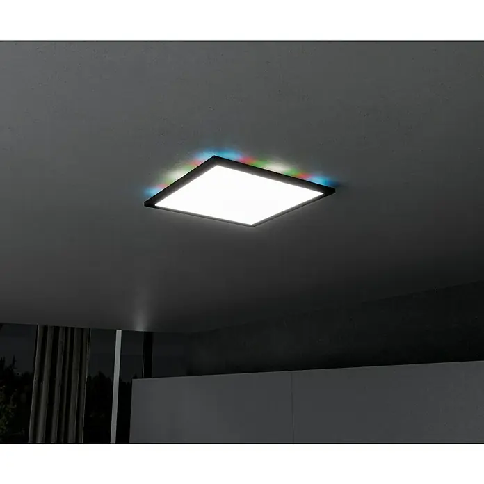 Brilliant LED-Deckenleuchte Tanida - 20 W, L x B x H: 29,5 x 29,5 x 2,6 cm, Schwarz, Kaltweiß - Deckenleuchte mit quadratischem Design und mehrfarbigen Lichteffekten, die eine moderne und stilvolle Beleuchtungslösung bietet.