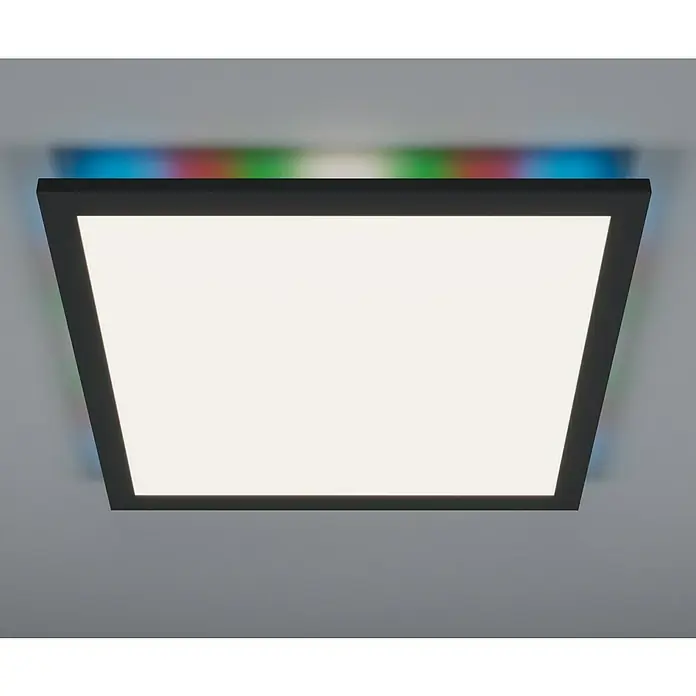 Brilliant LED-Deckenleuchte Tanida - 20 W, L x B x H: 29,5 x 29,5 x 2,6 cm, Schwarz, Kaltweiß - Quadratische LED-Deckenleuchte mit schwarzem Rahmen und weißem Licht, ideal für moderne Innenräume.\n