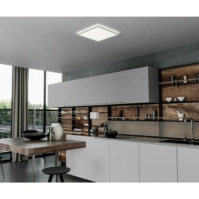 Brilliant LED-Deckenleuchte Tanida - 23 W, L x B x H: 42 x 42 x 2,6 cm, Weiß, RGBW, Eckig - Elegante Küchenleuchte mit LED-Technologie. Die moderne Deckenleuchte sorgt für eine gleichmäßige Ausleuchtung in der Küche und setzt stilvolle Akzente.