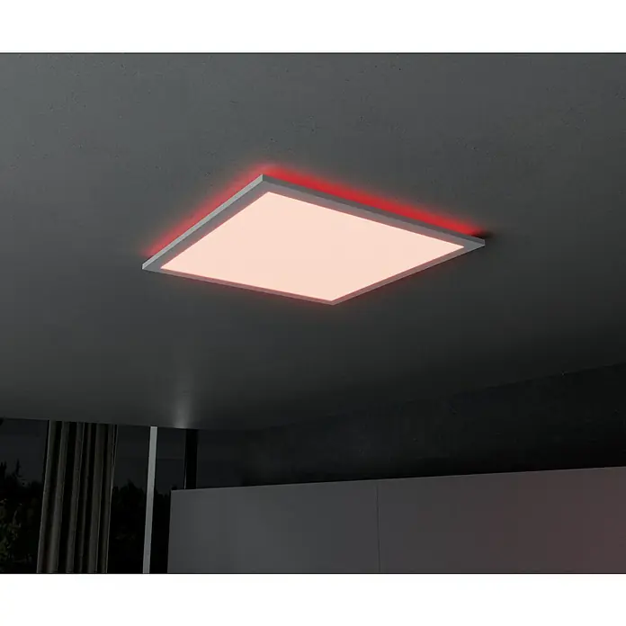 Brilliant LED-Deckenleuchte Tanida - 23 W, L x B x H: 42 x 42 x 2,6 cm, Weiß, RGBW, Eckig - Moderne Deckenleuchte mit roter Umrandung, die ein stilvolles Ambiente erzeugt und den Raum optimal ausleuchtet.