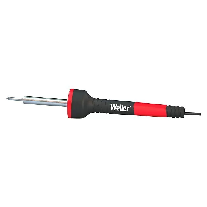 Weller Löt-Set WLPROESKEU1 - 12 -tlg. - Weller Lötkolben mit schwarzem und rotem Griff und einer silbernen Metallspitze.