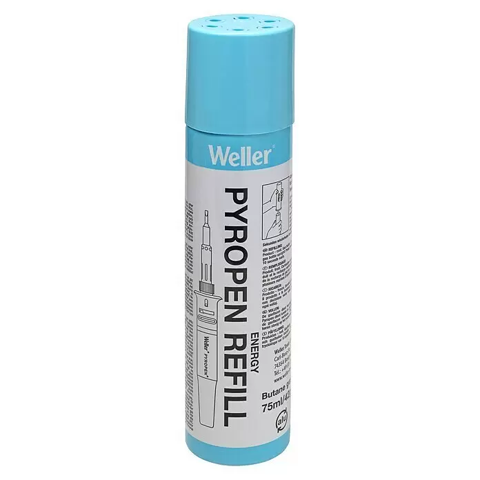 Weller Gas-Nachfüllkartusche T0051616090 - 1 Stk. - Hellblaue Weller Pyropen Butangas-Nachfüllflasche, 75ml.