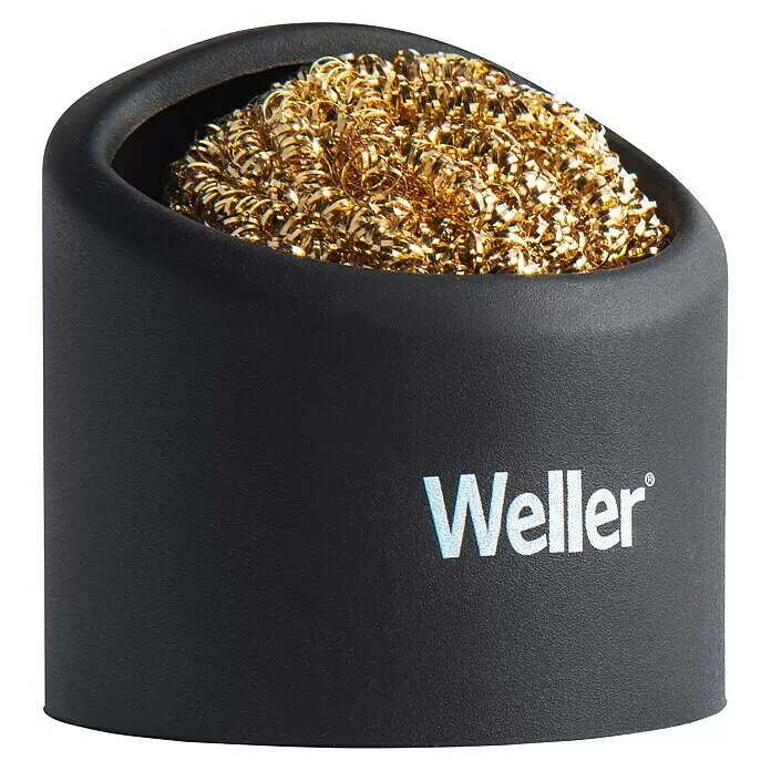 Weller Lötspitzenreiniger WLACCBSH-02mit Silikon-Ablage - Geeignet für: Lötarbeiten, 2 -tlg. - Schwarzer Weller Lötkolben-Reiniger mit goldener Messingwolle.