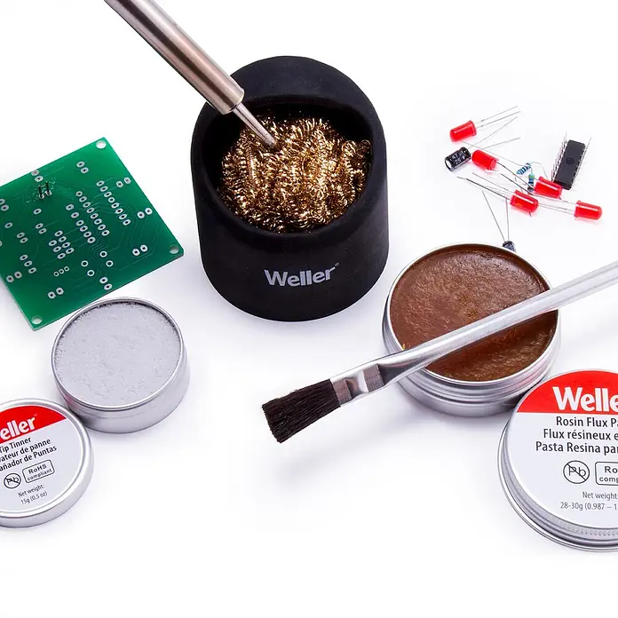 Weller Lötspitzenreiniger WLACCBSH-02mit Silikon-Ablage - Geeignet für: Lötarbeiten, 2 -tlg. - Lötkolben, Lötstation, Flussmittel und Zubehör für professionelles Löten und Elektronikarbeiten.