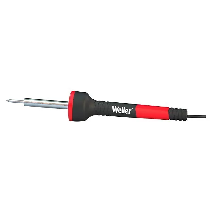 Weller Lötkolben WLIR6023C - Höchsttemperatur: 800 °C, 60 W - Schwarz-roter Weller Lötkolben mit silberner Spitze und schwarzem Kabel.