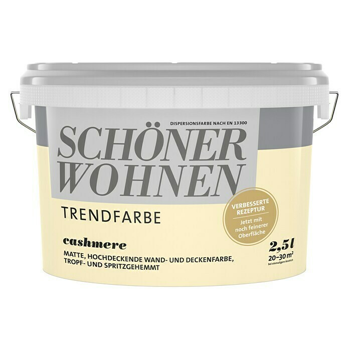 SCHÖNER WOHNEN-Farbe Wandfarbe Trendfarbe BAUHAUS 2,5 l, Konservierungsmittelfrei) | (Cashmere, Matt
