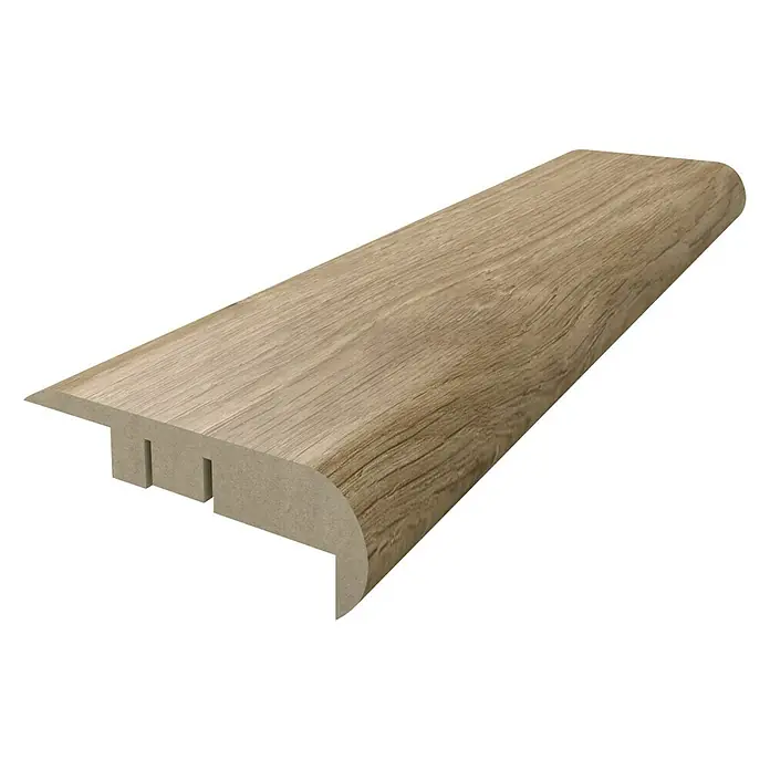 Perfil de escalera Roble Aceitado - 2.440 x 68 x 22 mm - Perfil de transición de laminado color madera con borde redondeado y sistema de machihembrado para una fácil instalación, ideal para suelos.