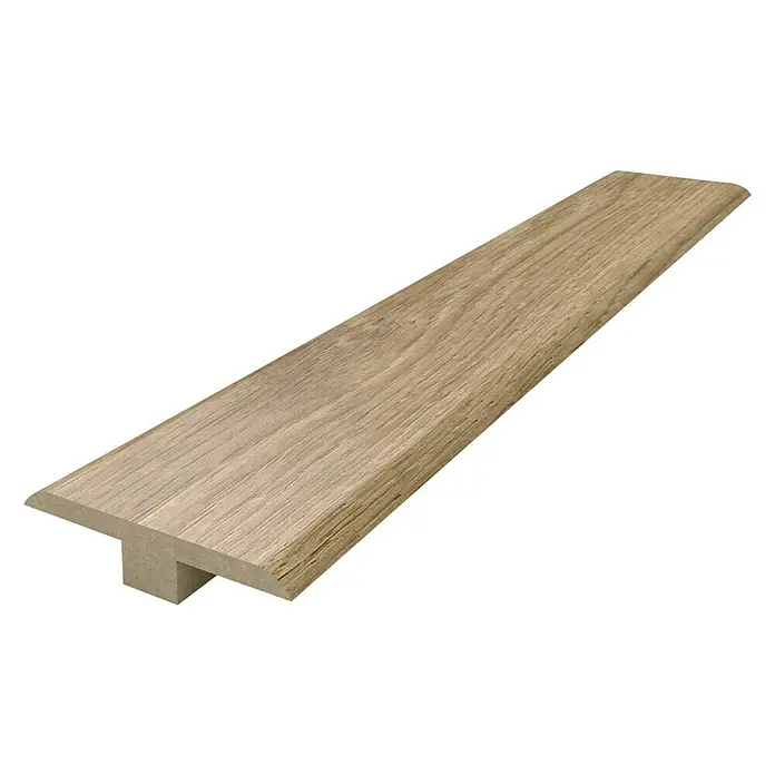 Perfil de juntas de dilatación Roble Ventura - 2.440 x 48 x 10 mm, Pegado - Moldura de transición en T con aspecto de madera clara para suelos.