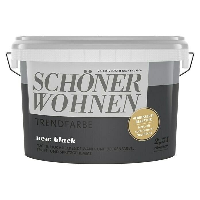 Schöner Wohnen Wandfarbe Trendfarbe Jubiläum (New Black, 2,5 l, Matt)