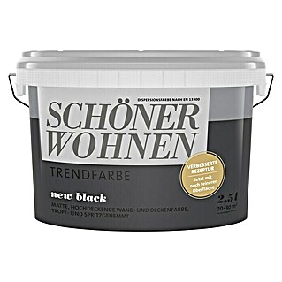 SCHÖNER WOHNEN-Farbe Wandfarbe Trendfarbe Jubiläum (New Black, 2,5 l, Matt, Konservierungsmittelfrei)