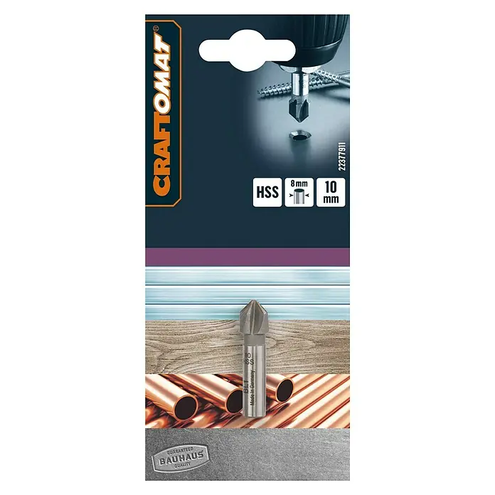 Craftomat Kegelsenker - Ø x L: 10 x 40 mm - Bild einer CRAFTOMAT-Senkbohrung, HSS, 8 mm und 10 mm, ideal zum Entgraten und Anfasen von Löchern in verschiedenen Materialien.