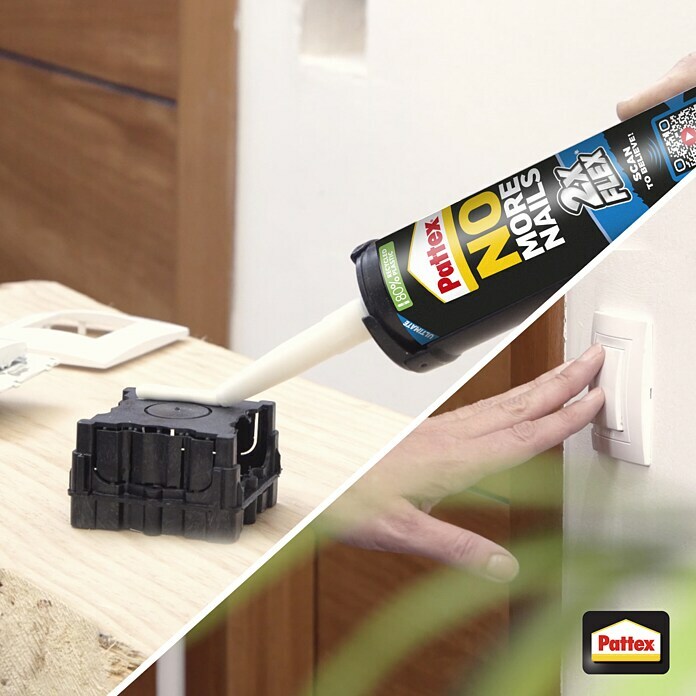 Pattex Montagelijm No More Nails Ultimate Flex (390 g, Wit) | BAUHAUS