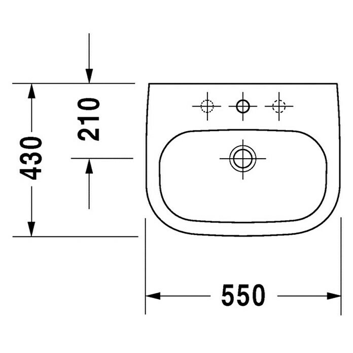 Duravit D-Code Waschtisch55 x 43 cm, Ohne Spezialglasur, Hahnloch: Mitte, Mit Überlauf, Weiß Unknown