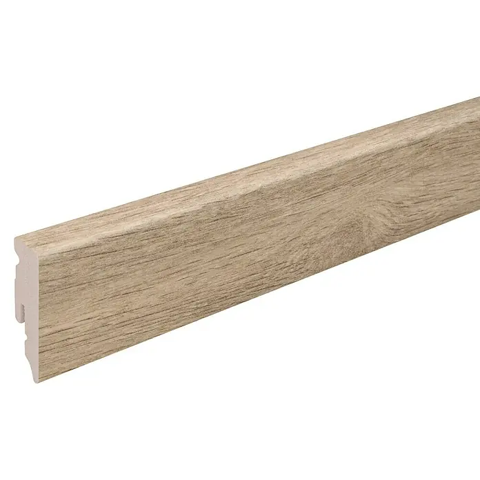 Profiles and more Sockelleiste KU51L Tuscan Pine - 240 cm x 15 mm x 50 mm - Holzfußleiste mit heller Holzstruktur, ideal zur stilvollen Wandgestaltung und zum Schutz vor Beschädigungen.