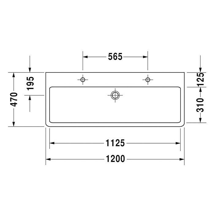 Duravit Vero Doppelwaschtisch120 x 47 cm, Mit schmutzabweisender Glasur, Hahnloch: Mitte, Mit Überlauf, Weiß, Ungeschliffen Unknown