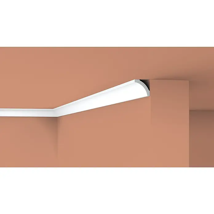 Nmc Decoflair Zierprofil Deckenleiste B5 - 2 m x 50 mm x 50 mm, Extrudiertes Polystyrol (XPS) - Elegante Deckenleiste aus weißem Kunststoff, die stilvoll Wand und Decke verbindet und dem Raum eine besondere Note verleiht.