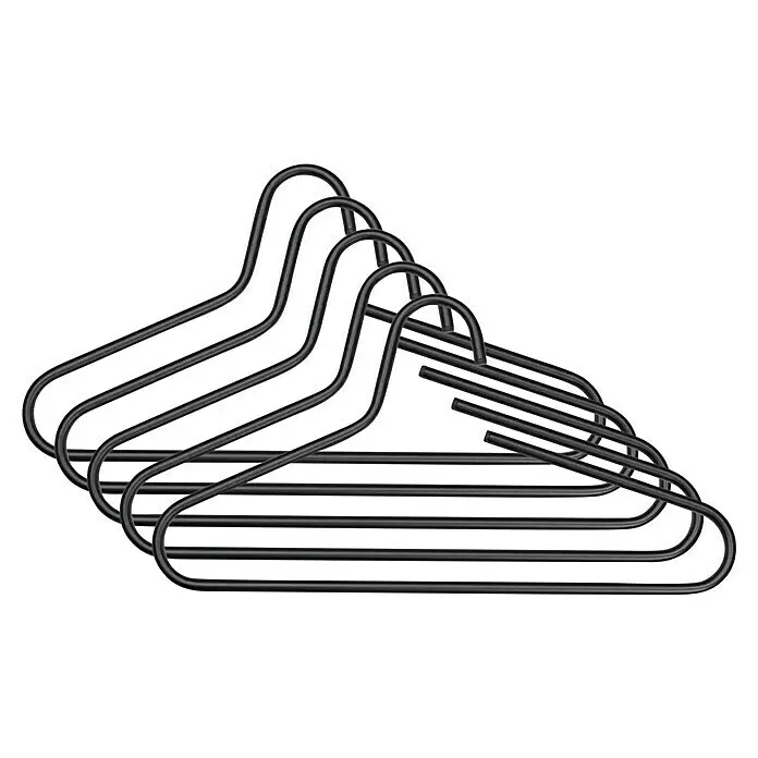Spinder Design Kleiderbügel Victorie - Schwarz, Stahl, 5 Stk. - Fünf schwarze rutschfeste Mehrfachkleiderbügel.