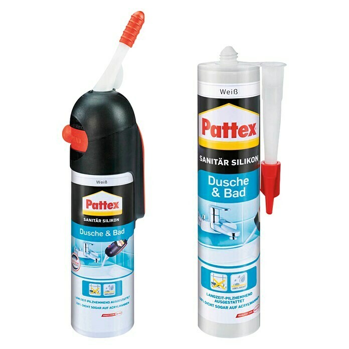 Pattex Sanitär-Silikon Dusche & Bad (Weiß, 2 x 300 ml)