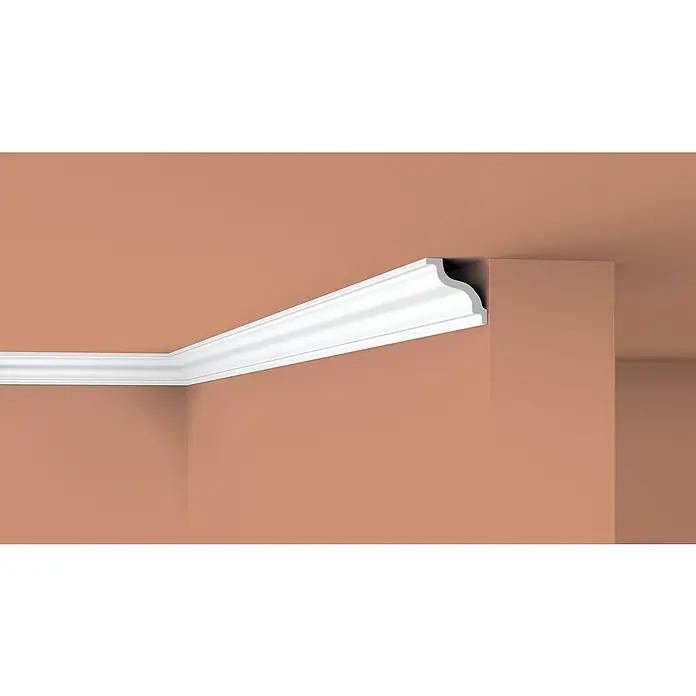 Nmc Decoflair Zierprofil Deckenleiste K2 m x 70 mm x 70 mm, Extrudiertes Polystyrol (XPS) - Weiße Zierleiste, die einen eleganten Übergang zwischen Wand und Decke schafft und dem Raum ein stilvolles Aussehen verleiht.