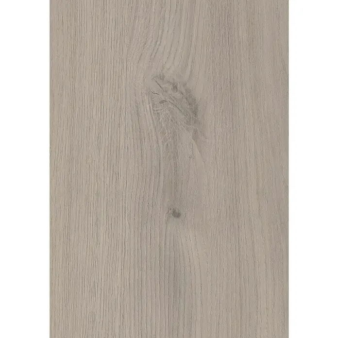 GetaDoor Laminit Oberflächenmuster - Passend für: GetaDoor Laminit Türzargen & Zimmertüren GL 443 - Nahaufnahme einer Laminatoberfläche in hellem Grau mit subtiler Holzmaserung und einem charakteristischen Astloch für ein natürliches Aussehen.