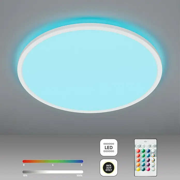 Brilliant LED-Deckenleuchte Tanida - 23 W, L x B x H: 42 x 42 x 2,6 cm, Weiß, RGBW, Rund - Die LED-Deckenleuchte mit Farbwechsel und Fernbedienung ist eine moderne Beleuchtungslösung für jeden Raum. Sie bietet eine Vielzahl an Farbtönen.