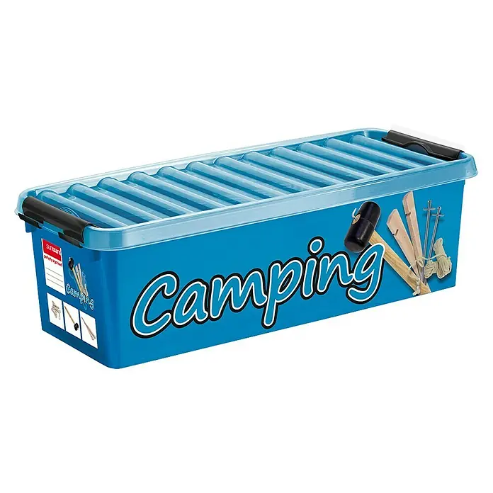 Sunware Aufbewahrungsbox Q-Line - L x B x H: 48,5 x 19 x 14,7 cm, Kunststoff, Blau - Blau Box zur Campingausrüstung Aufbewahrung, praktisch und robust für den Transport von Zelt, Schlafsack und Zubehör.
