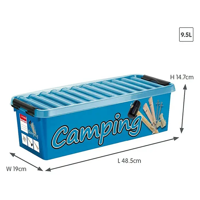 Sunware Aufbewahrungsbox Q-Line - L x B x H: 48,5 x 19 x 14,7 cm, Kunststoff, Blau - Campingbox aus Kunststoff mit den Maßen 48,5 x 19 x 14,7 cm, ideal für die Organisation von Campingausrüstung.