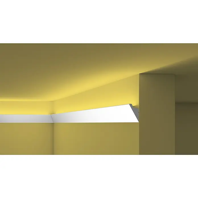 Nmc Decoflair Lichtleiste IL4 - 2 m x 36 mm x 60 mm, Hochverdichtetes extrudiertes Polymer (HDPS) - Ein modernes, indirekt beleuchtetes LED-Profil für Wand und Decke, das eine elegante Lichtlinie im Raum schafft und für Atmosphäre sorgt.