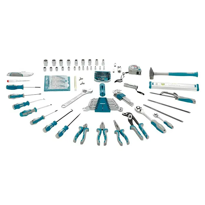 Wisent Werkzeugkoffer All in One XL - Stahl, 117 -tlg. - Vielfältiges Werkzeugset mit Schraubendrehern, Zangen, Schraubenschlüsseln, Hammer, Wasserwaage und Bits für Reparaturen und Heimwerkerprojekte.