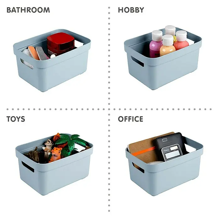 Sunware Aufbewahrungsbox Sigma Home - L x B x H: 17,7 x 12,8 x 9,3 cm, Kunststoff, Blaugrau - Aufbewahrungsboxen für Bad, Hobby, Spielzeug und Büro. Praktische und vielseitige Organizer für jeden Raum.